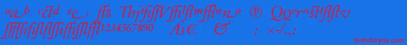 SabonnextLtDisplayItalicAlternate-Schriftart – Rote Schriften auf blauem Hintergrund