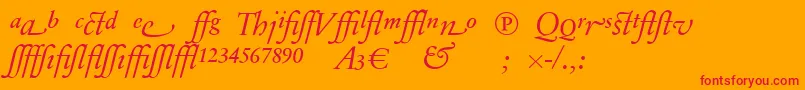 SabonnextLtDisplayItalicAlternate-Schriftart – Rote Schriften auf orangefarbenem Hintergrund