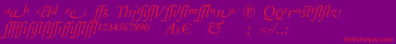 SabonnextLtDisplayItalicAlternate-Schriftart – Rote Schriften auf violettem Hintergrund