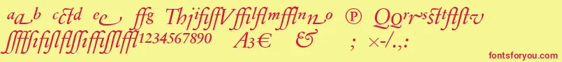 SabonnextLtDisplayItalicAlternate Font – Red Fonts on Yellow Background