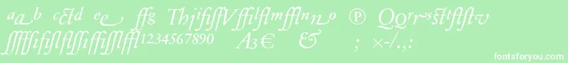 SabonnextLtDisplayItalicAlternate-Schriftart – Weiße Schriften auf grünem Hintergrund