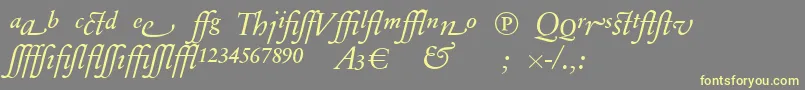 SabonnextLtDisplayItalicAlternate-Schriftart – Gelbe Schriften auf grauem Hintergrund