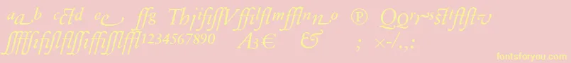 SabonnextLtDisplayItalicAlternate-Schriftart – Gelbe Schriften auf rosa Hintergrund