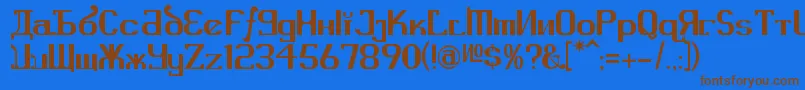 KremlinAdvisor-Schriftart – Braune Schriften auf blauem Hintergrund