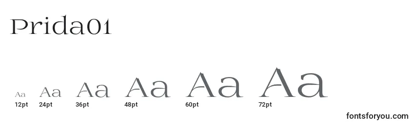 Размеры шрифта Prida01