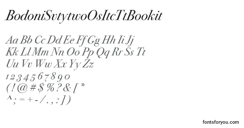 A fonte BodoniSvtytwoOsItcTtBookit – alfabeto, números, caracteres especiais