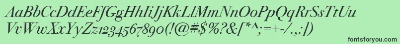 BodoniSvtytwoOsItcTtBookit Font – Black Fonts on Green Background