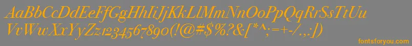 BodoniSvtytwoOsItcTtBookit Font – Orange Fonts on Gray Background