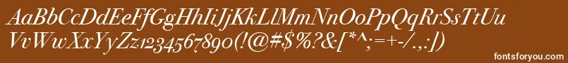 BodoniSvtytwoOsItcTtBookit Font – White Fonts on Brown Background