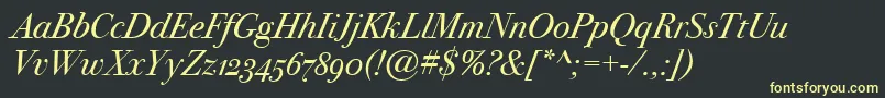 BodoniSvtytwoOsItcTtBookit Font – Yellow Fonts on Black Background