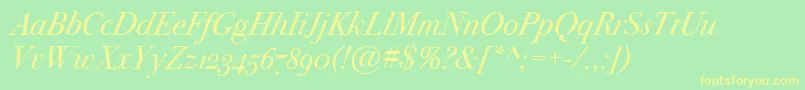 BodoniSvtytwoOsItcTtBookit Font – Yellow Fonts on Green Background