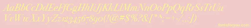 BodoniSvtytwoOsItcTtBookit Font – Yellow Fonts on Pink Background