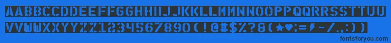 StencilOfDestiny Font – Black Fonts on Blue Background