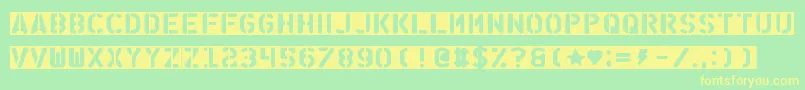 StencilOfDestiny Font – Yellow Fonts on Green Background