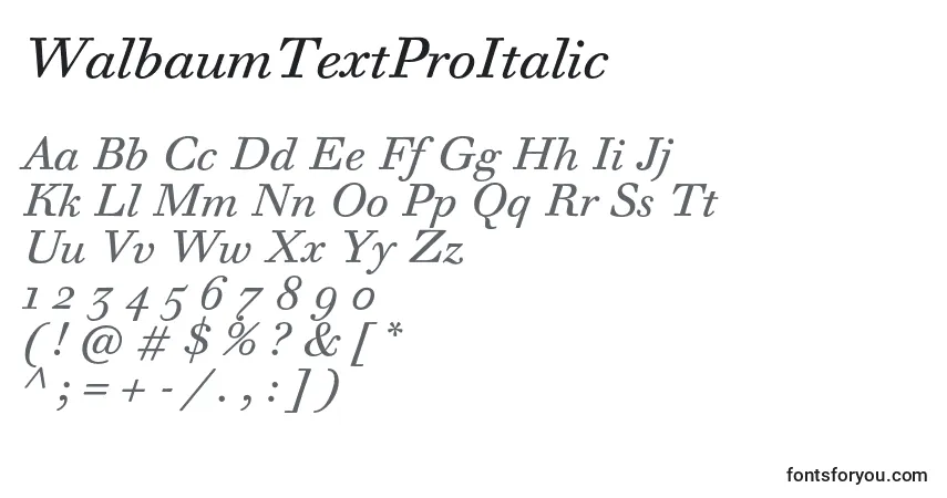 Шрифт WalbaumTextProItalic – алфавит, цифры, специальные символы