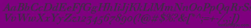 Шрифт WalbaumTextProItalic – чёрные шрифты на фиолетовом фоне