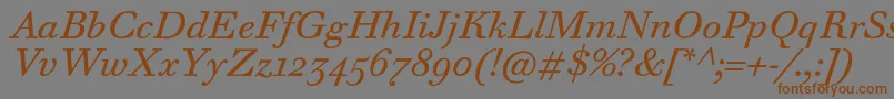 More about WalbaumTextProItalic Font WalbaumTextProItalic Font – Brown Fonts on Gray Background