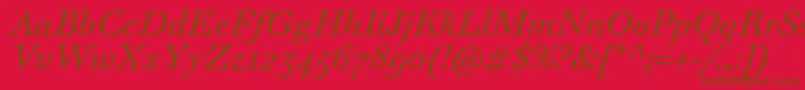 Fonte WalbaumTextProItalic – fontes marrons em um fundo vermelho