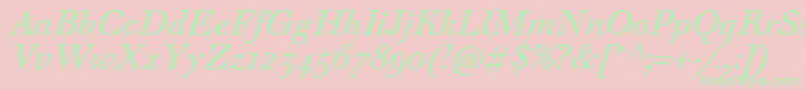 WalbaumTextProItalic Font – Green Fonts on Pink Background