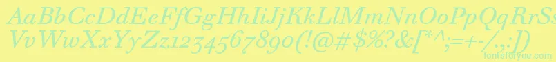 WalbaumTextProItalic Font – Green Fonts on Yellow Background