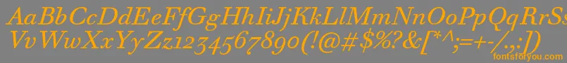 WalbaumTextProItalic-Schriftart – Orangefarbene Schriften auf grauem Hintergrund
