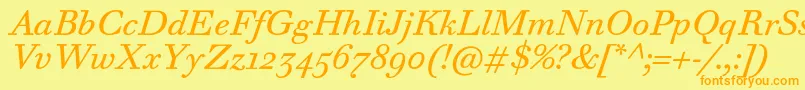 WalbaumTextProItalic Font – Orange Fonts on Yellow Background