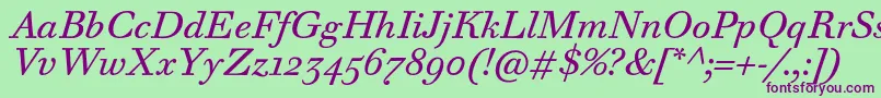 WalbaumTextProItalic Font – Purple Fonts on Green Background