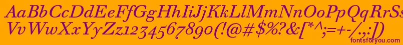WalbaumTextProItalic Font – Purple Fonts on Orange Background