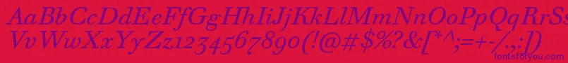 WalbaumTextProItalic Font – Purple Fonts on Red Background