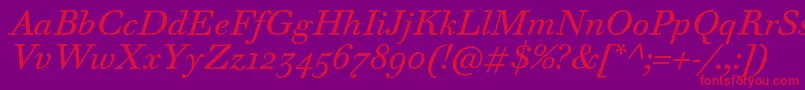 WalbaumTextProItalic-Schriftart – Rote Schriften auf violettem Hintergrund