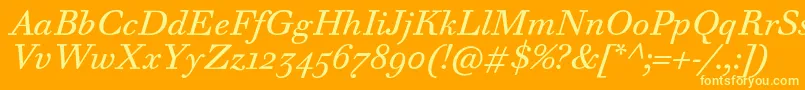 WalbaumTextProItalic Font – Yellow Fonts on Orange Background