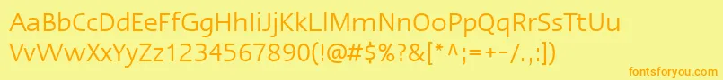 Fonte LinotypeErgoRegular – fontes laranjas em um fundo amarelo
