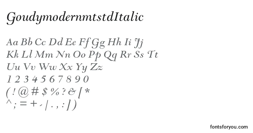 GoudymodernmtstdItalic-fontti – aakkoset, numerot, erikoismerkit