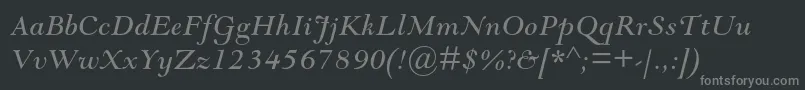 フォントGoudymodernmtstdItalic – 黒い背景に灰色の文字