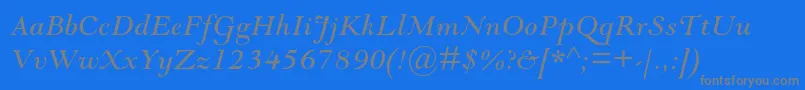 GoudymodernmtstdItalic-Schriftart – Graue Schriften auf blauem Hintergrund