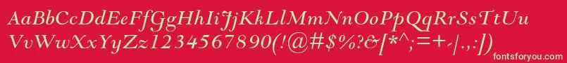 GoudymodernmtstdItalic Font – Green Fonts on Red Background