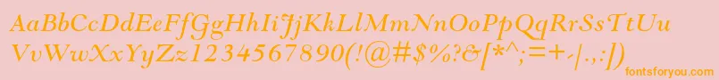 フォントGoudymodernmtstdItalic – オレンジの文字がピンクの背景にあります。