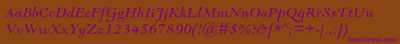 GoudymodernmtstdItalic Font – Purple Fonts on Brown Background