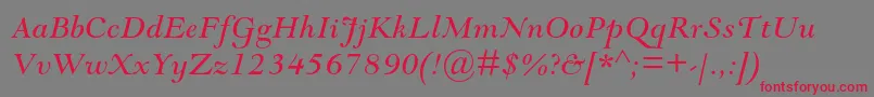 GoudymodernmtstdItalic Font – Red Fonts on Gray Background
