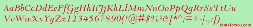 GoudymodernmtstdItalic Font – Red Fonts on Green Background