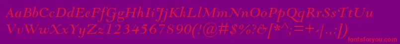 Fonte GoudymodernmtstdItalic – fontes vermelhas em um fundo violeta