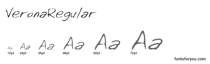 VeronaRegular Font Sizes