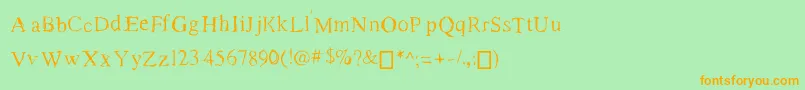 RomanNewTimes-Schriftart – Orangefarbene Schriften auf grünem Hintergrund
