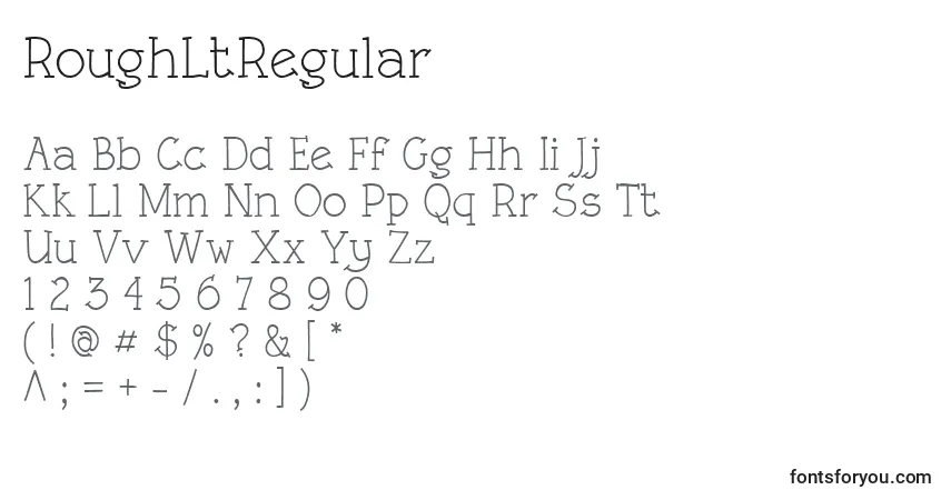 Czcionka RoughLtRegular – alfabet, cyfry, specjalne znaki