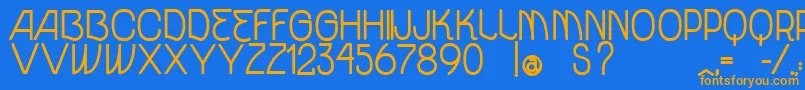 フォントVtksUnidadeBold – オレンジ色の文字が青い背景にあります。