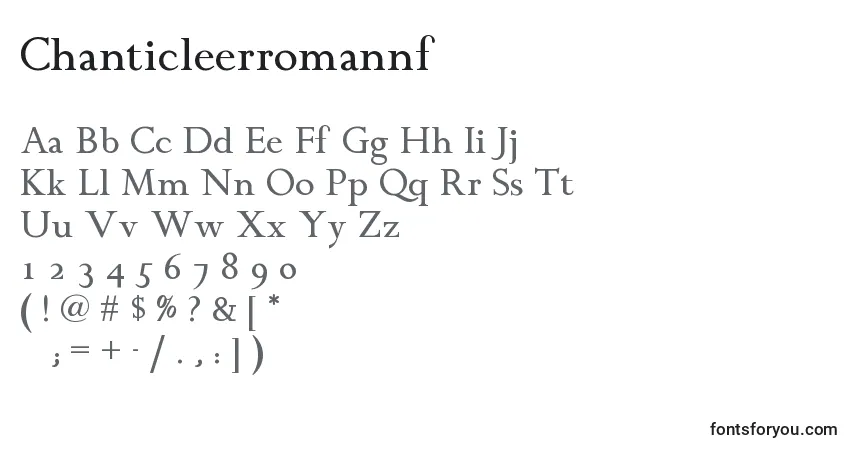 Chanticleerromannf-fontti – aakkoset, numerot, erikoismerkit