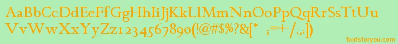 Chanticleerromannf-Schriftart – Orangefarbene Schriften auf grünem Hintergrund