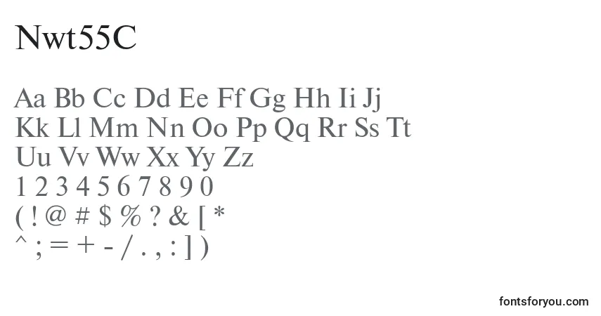 A fonte Nwt55C – alfabeto, números, caracteres especiais