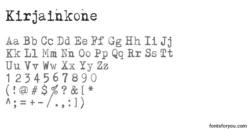 A fonte Kirjainkone – alfabeto, números, caracteres especiais