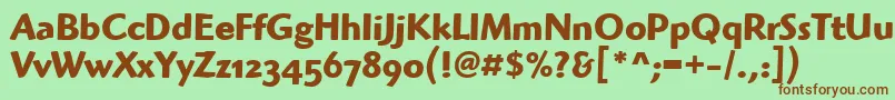 Fonte HighlanderOsItcTtBold – fontes marrons em um fundo verde